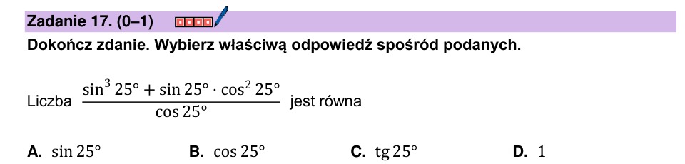 Zadanie 17: Wyrażenie trygonometryczne - matura matematyka 2025