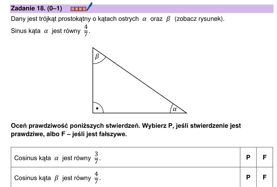 Zadanie 18: Cosinusy kątów trójkąta - matura matematyka 2025