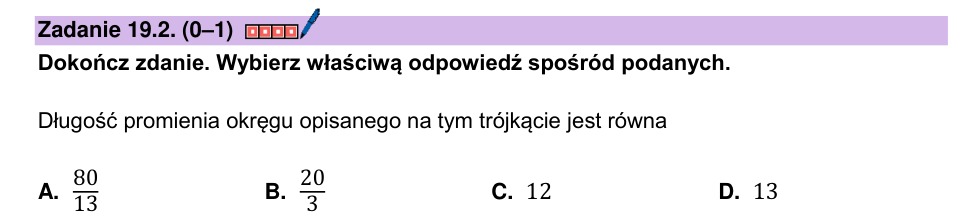 Zadanie 19.2: Promień okręgu opisanego - matura matematyka 2025