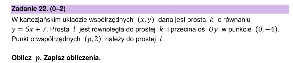 Zadanie 22: Parametr na prostej - matura matematyka 2025