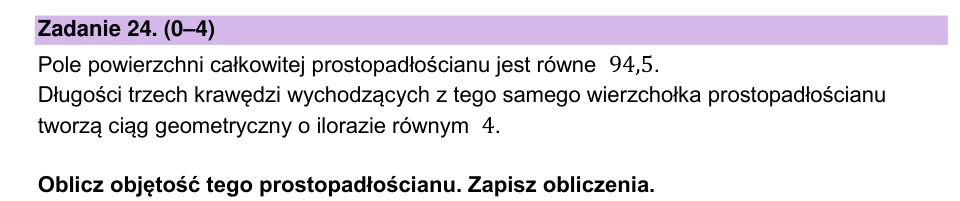Zadanie 24: Objętość prostopadłościanu - matura matematyka 2025