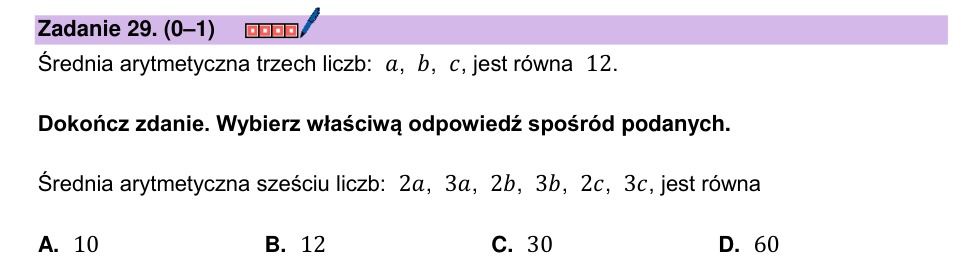 Zadanie 29: Średnia arytmetyczna liczb - matura matematyka 2025