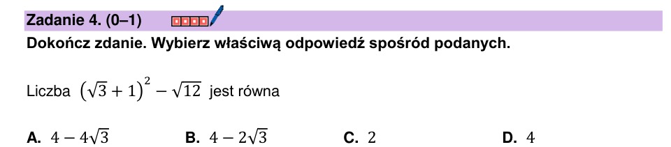 Zadanie 4: Wyrażenie z pierwiastkami - matura matematyka 2025