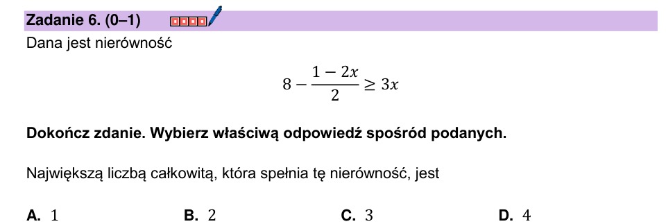 Zadanie 6: Największa liczba całkowita - matura matematyka 2025