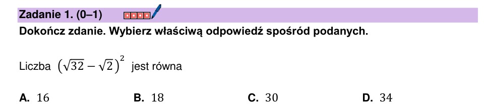 Zadanie 1: Kwadrat różnicy pierwiastków - matura matematyka 2025