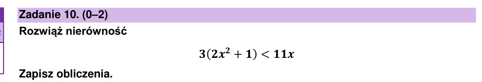 Zadanie 10: Nierówność kwadratowa - matura matematyka 2025