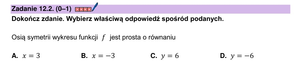 Zadanie 12.2: Oś symetrii paraboli - matura matematyka 2025