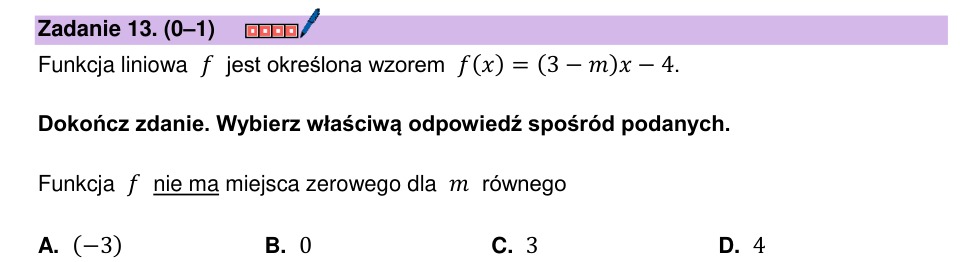 Zadanie 13: Brak miejsca zerowego - matura matematyka 2025