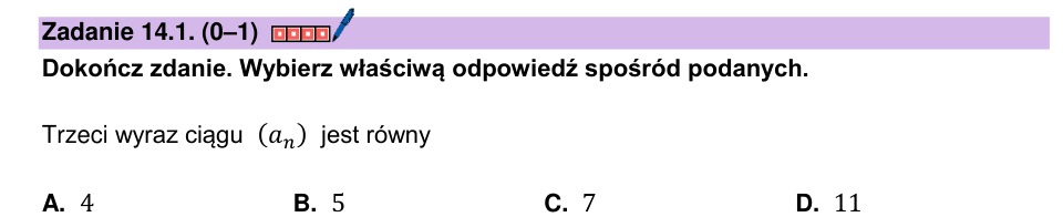 Zadanie 14.1: Trzeci wyraz ciągu - matura matematyka 2025