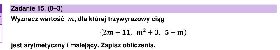 Zadanie 15: Ciąg arytmetyczny malejący - matura matematyka 2025