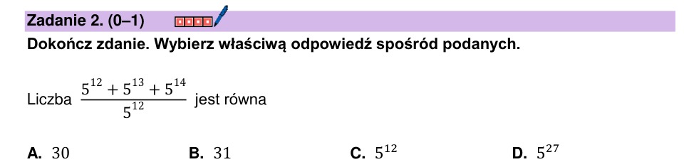 Zadanie 2: Iloraz sumy potęg - matura matematyka 2025