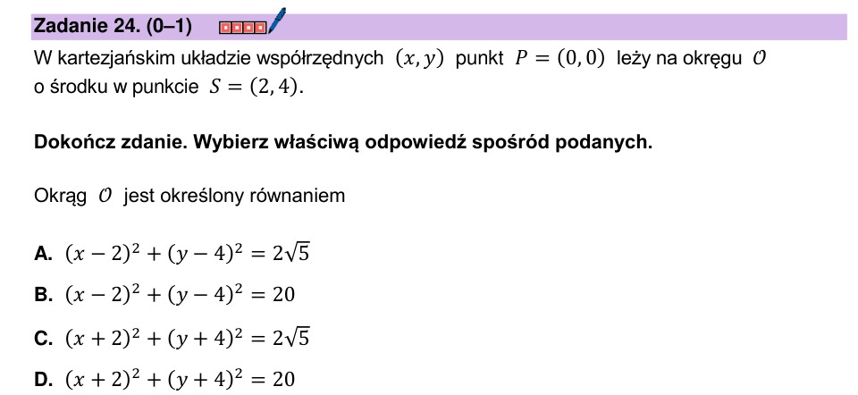 Zadanie 24: Równanie okręgu - matura matematyka 2025