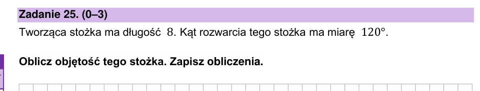 Zadanie 25: Objętość stożka - matura matematyka 2025