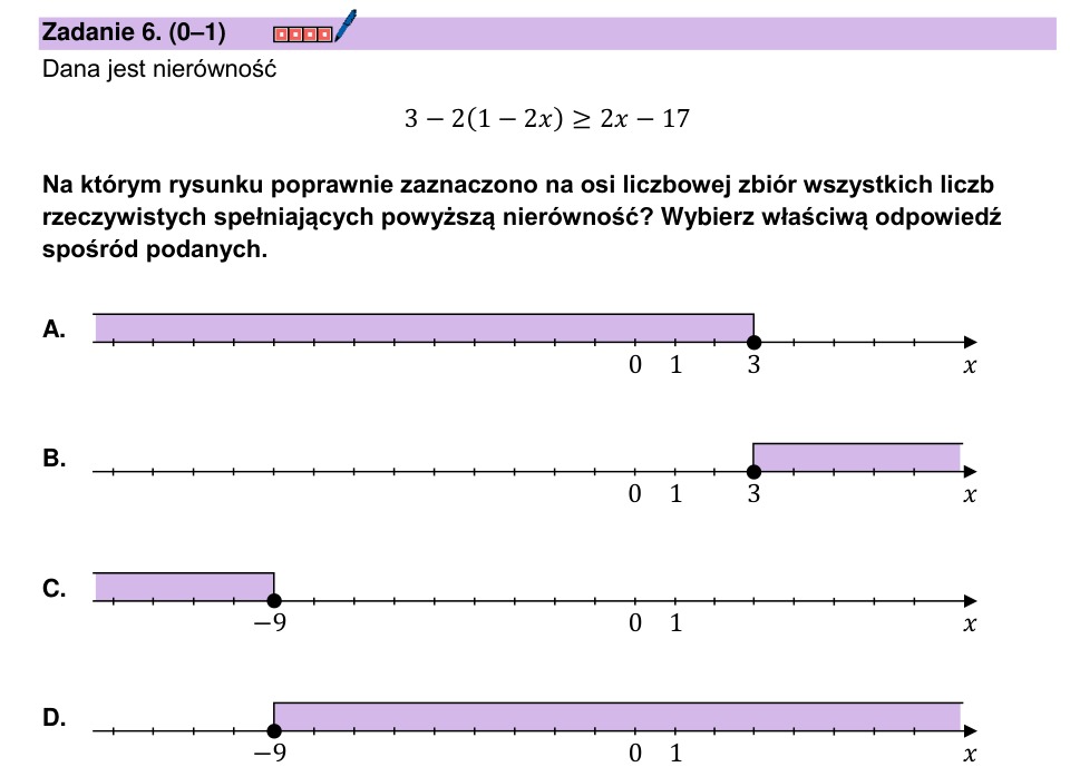 Zadanie 6: Zbiór rozwiązań nierówności - matura matematyka 2025