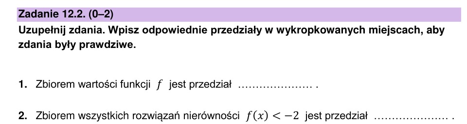 Zadanie 12.2: Zbiór wartości i nierówność - matura matematyka 2025