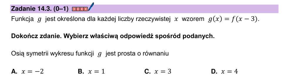 Zadanie 14.3: Oś symetrii po przesunięciu - matura matematyka 2025
