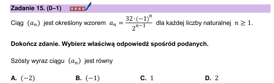 Zadanie 15: Szósty wyraz ciągu - matura matematyka 2025