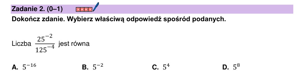 Zadanie 2: Iloraz potęg o wykładniku ujemnym - matura matematyka 2025