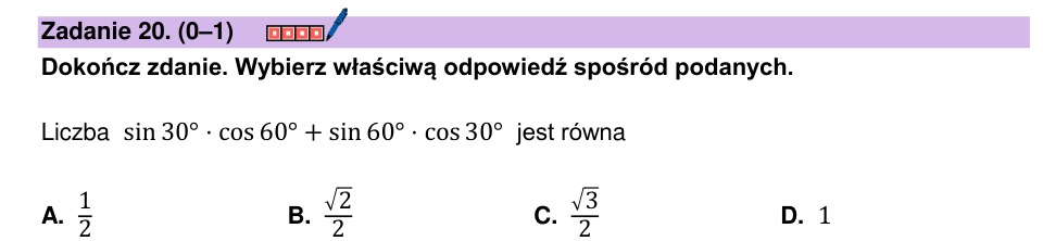 Zadanie 20: Wartość wyrażenia trygonometrycznego - matura matematyka 2025