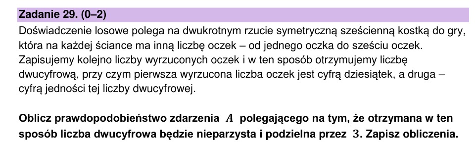 Zadanie 29: Prawdopodobieństwo liczby dwucyfrowej - matura matematyka 2025