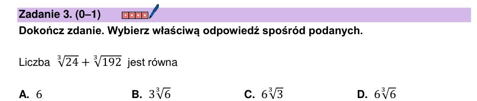 Zadanie 3: Suma pierwiastków trzeciego stopnia - matura matematyka 2025