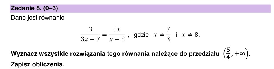 Zadanie 8: Rozwiązania równania wymiernego - matura matematyka 2025