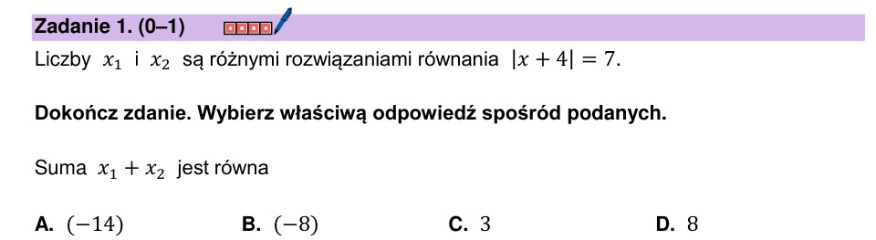 Zadanie 1: Suma rozwiązań równania - matura matematyka 2025