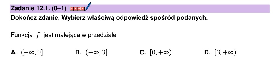 Zadanie 12.1: Przedział malejącej paraboli - matura matematyka 2025