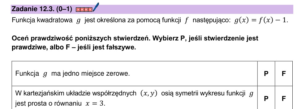 Zadanie 12.3: Przesunięcie wykresu paraboli - matura matematyka 2025