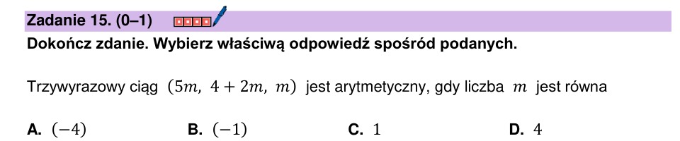 Zadanie 15: Trzywyrazowy ciąg arytmetyczny - matura matematyka 2025
