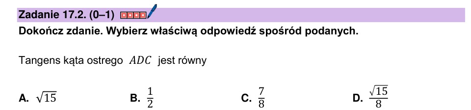 Zadanie 17.2: Tangens kąta ostrego - matura matematyka 2025