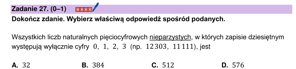 Zadanie 27: Nieparzyste liczby pięciocyfrowe - matura matematyka 2025