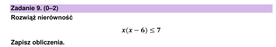 Zadanie 9: Nierówność kwadratowa - matura matematyka 2025
