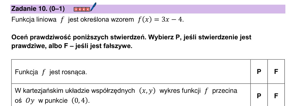 Zadanie 10: Własności funkcji liniowej - matura matematyka 2026