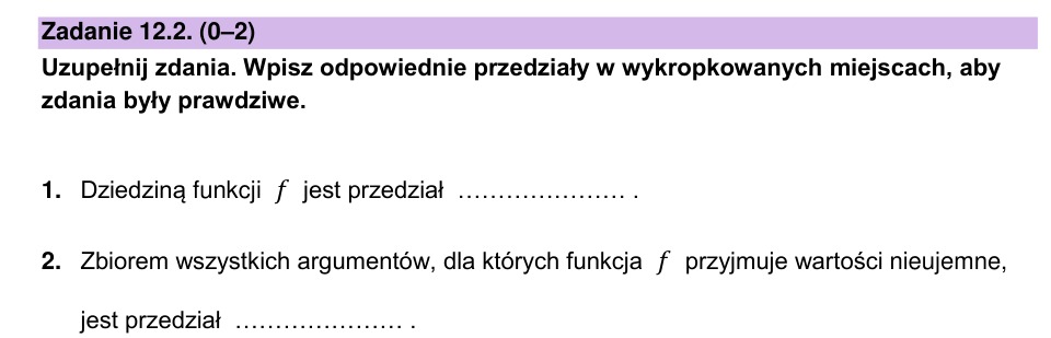 Zadanie 12.2: Dziedzina i wartości nieujemne - matura matematyka 2026