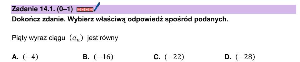 Zadanie 14.1: Piąty wyraz ciągu - matura matematyka 2026