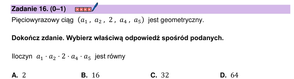 Zadanie 16: Iloczyn wyrazów ciągu geometrycznego - matura matematyka 2026
