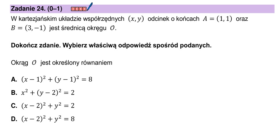 Zadanie 24: Równanie okręgu o średnicy - matura matematyka 2026