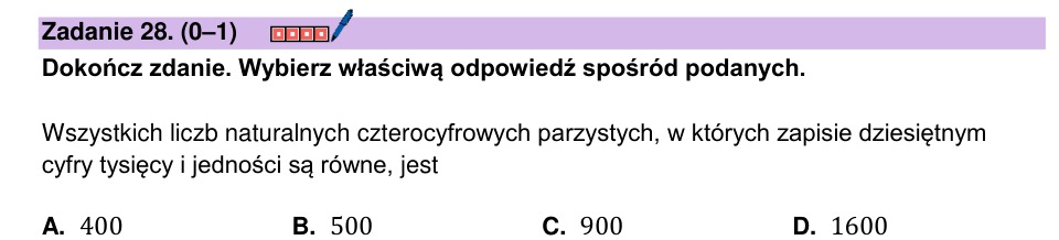 Zadanie 28: Liczby czterocyfrowe parzyste - matura matematyka 2026