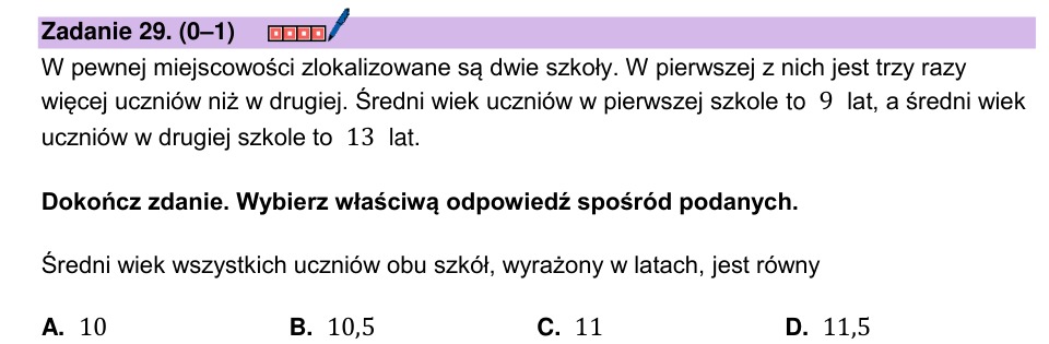 Zadanie 29: Średni wiek uczniów - matura matematyka 2026