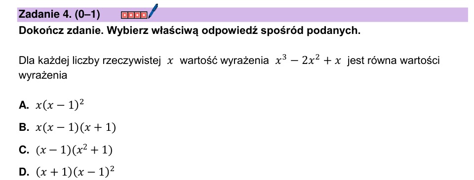 Zadanie 4: Równoważna postać wyrażenia - matura matematyka 2026