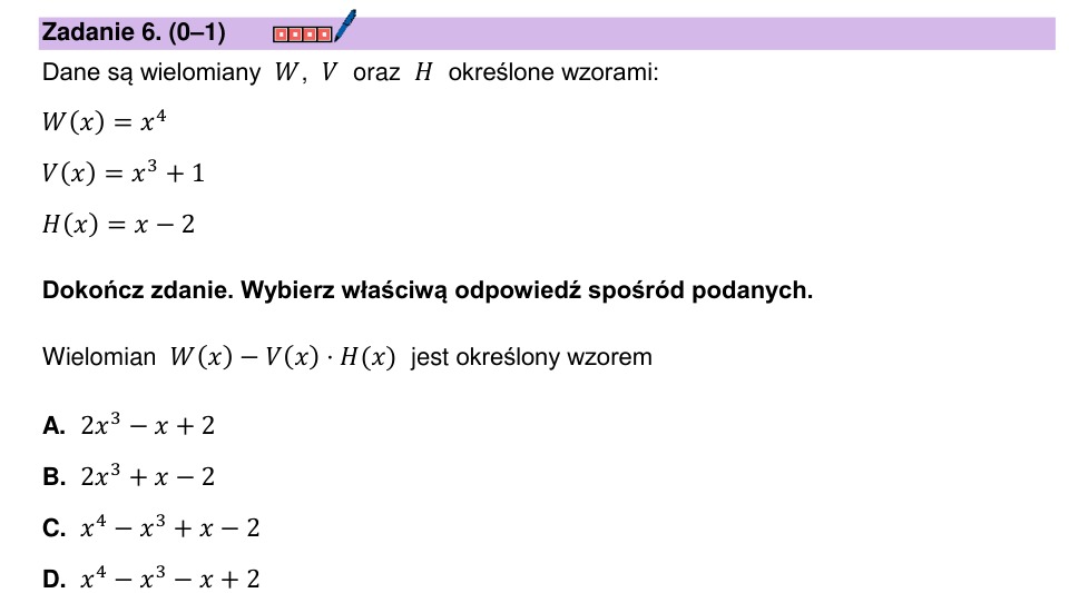 Zadanie 6: Wzór różnicy wielomianów - matura matematyka 2026