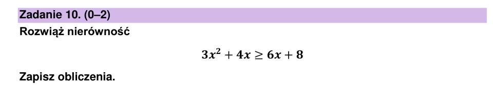 Zadanie 10: Nierówność kwadratowa - matura matematyka 2026