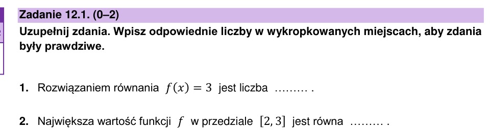 Zadanie 12.1: Równanie i wartość funkcji - matura matematyka 2026