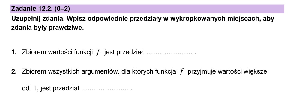 Zadanie 12.2: Zbiór wartości funkcji - matura matematyka 2026