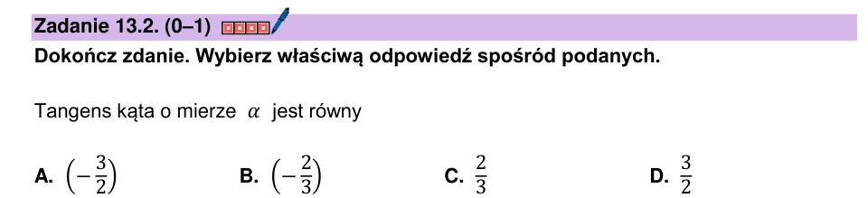 Zadanie 13.2: Tangens kąta nachylenia - matura matematyka 2026
