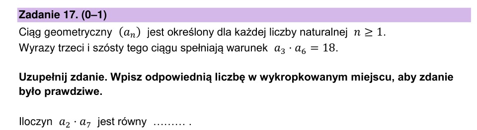 Zadanie 17: Iloczyn wyrazów ciągu - matura matematyka 2026