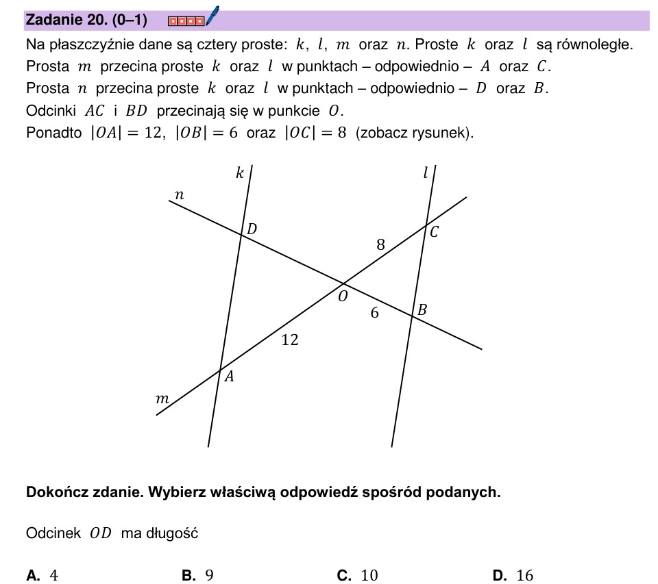 Zadanie 20: Długość odcinka - matura matematyka 2026