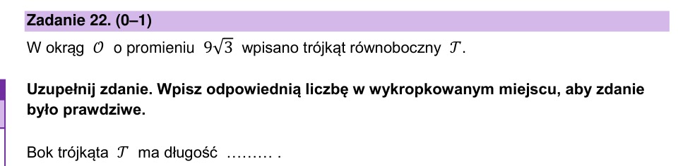 Zadanie 22: Bok trójkąta równobocznego - matura matematyka 2026