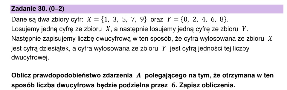 Zadanie 30: Prawdopodobieństwo podzielności - matura matematyka 2026